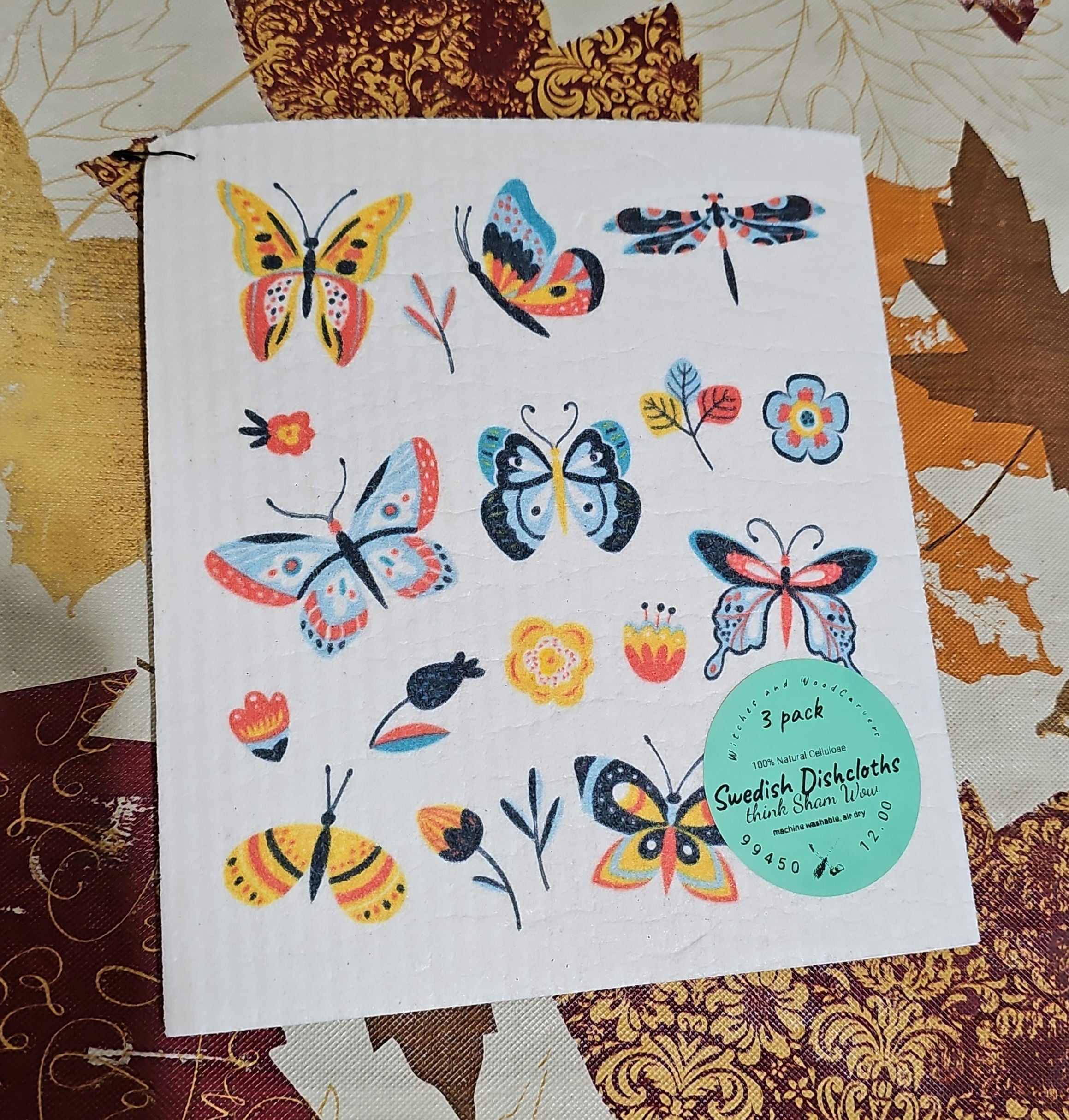 Swedish Dishcloths 3 pack - butterflies image 0